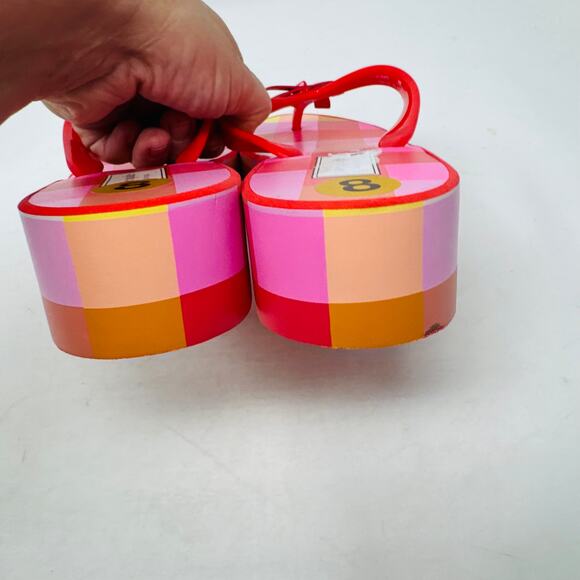 Kate Spade Red and Pink Checkered Sandals - Picture 9 of 11